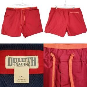 Duluth Trading Co Mens Shorts Swim Trunks Red Size XXL 2XL Drawstring Lined